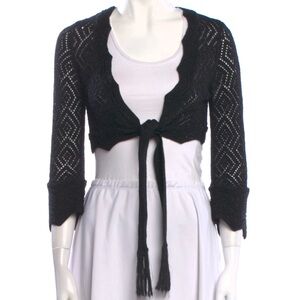 Diane Von Furstenberg Metallic Knit Tie Front Shrug